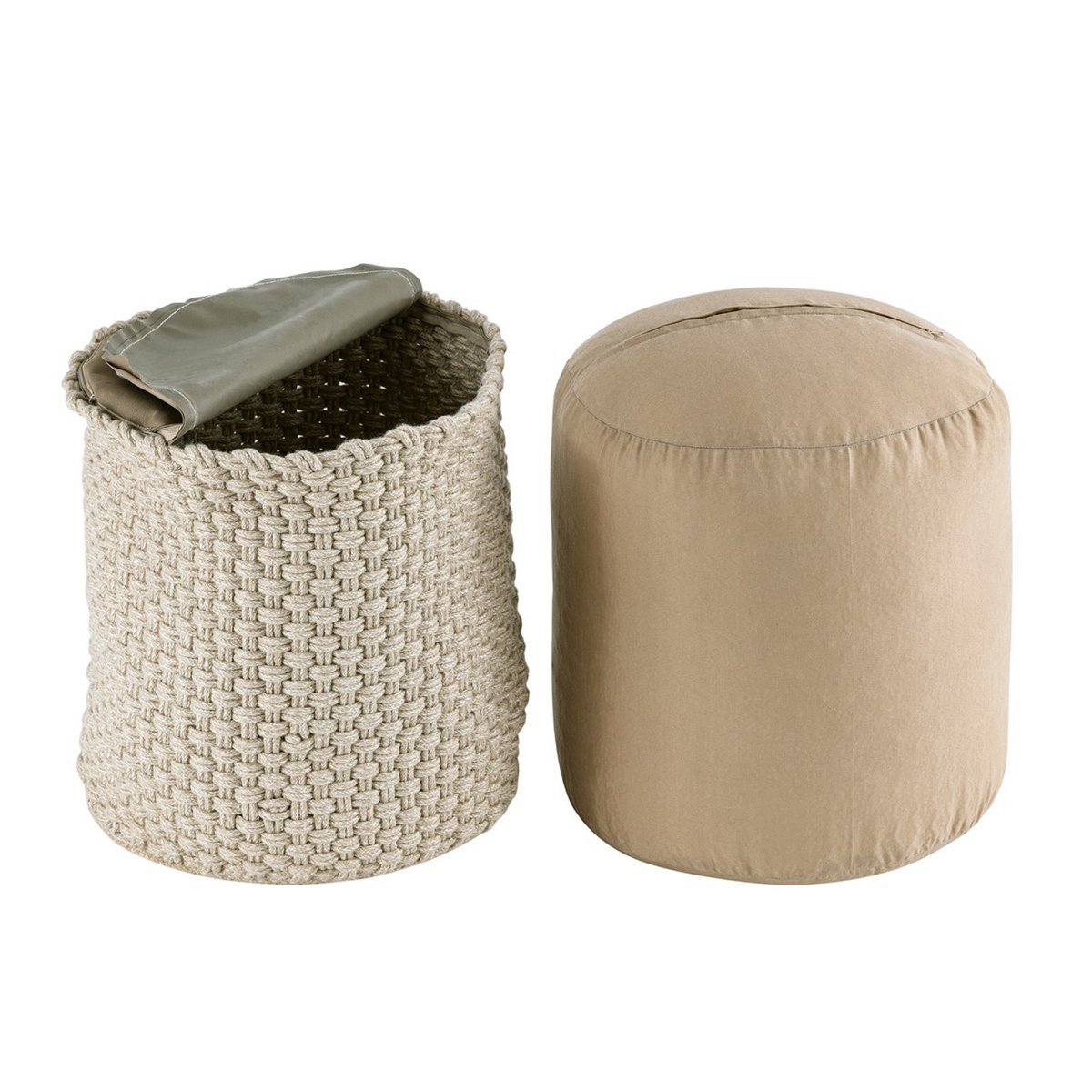 Krukken merino pouf outdoor Ø40 h45 cm stoel pouf kan worden vervuld