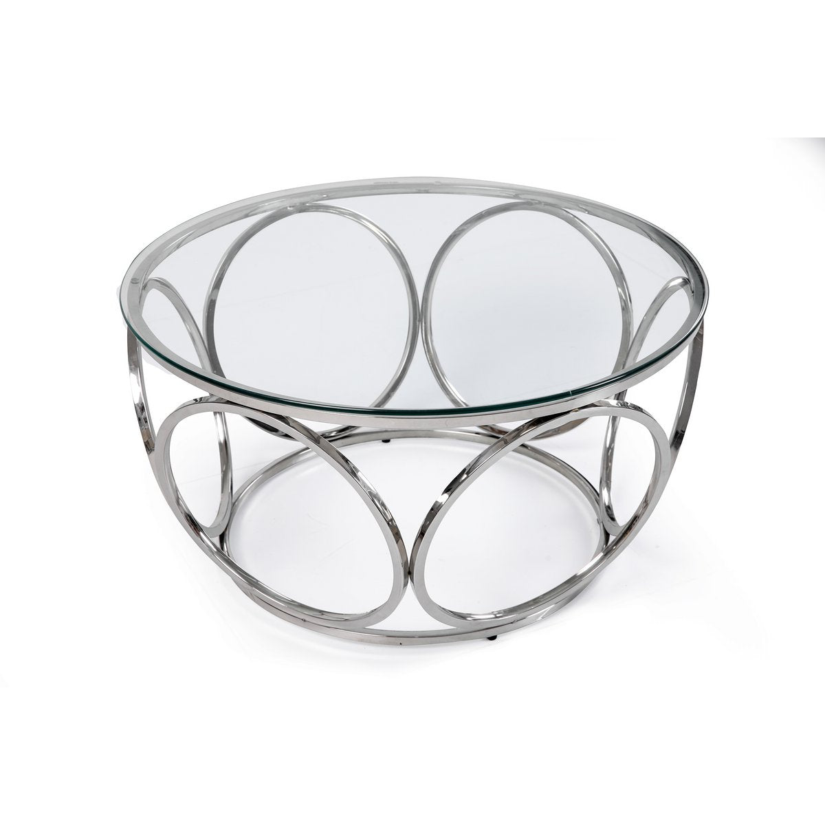 Salontafel Ø 80 cm zilver/helder glas