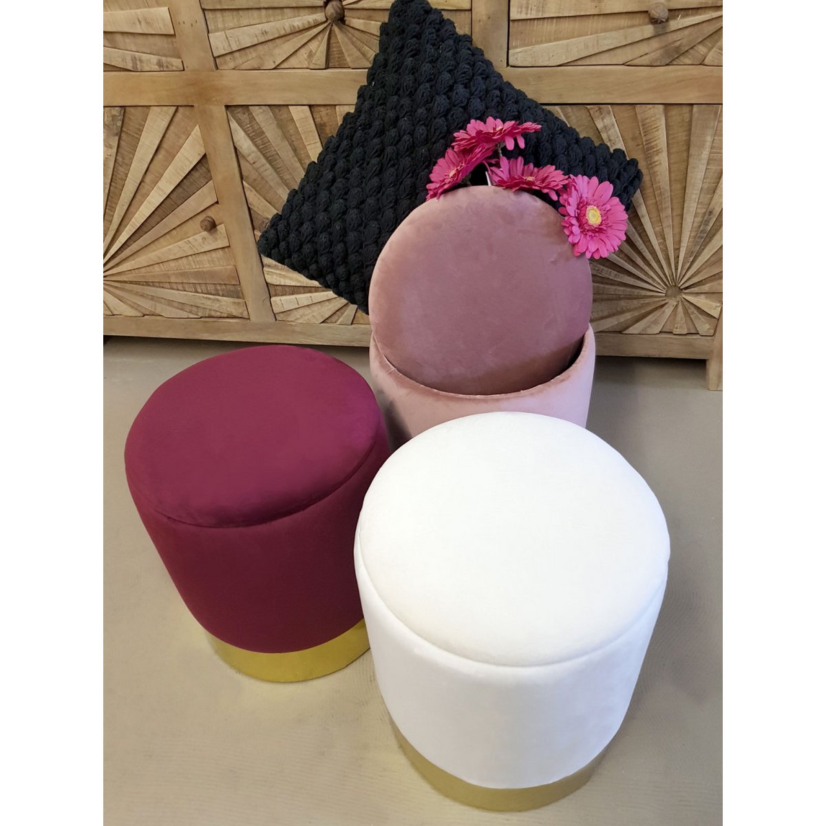 Velvet ontlasting decoratie -ontlasting en Pouf Decopouf Velours Stool met opslagruimte u.