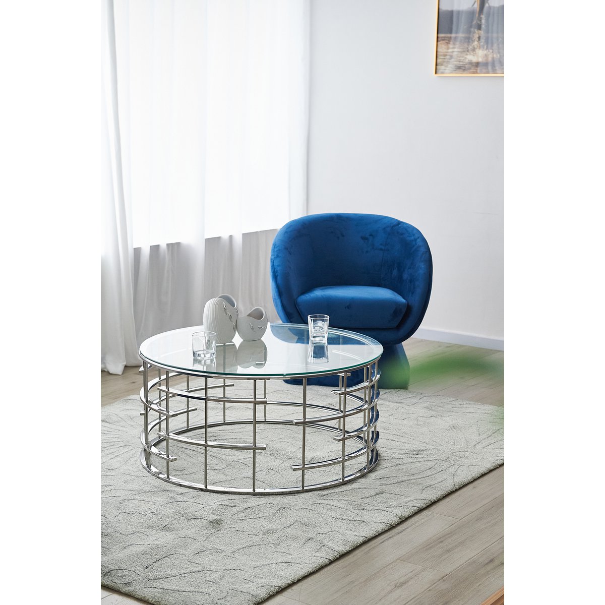 Salontafel zilver Ø 90 cm