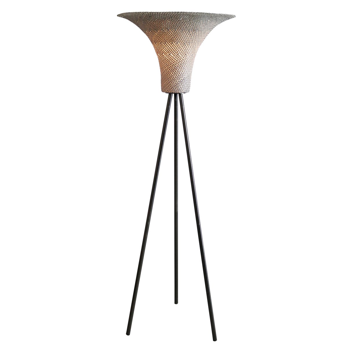 Staande lamp met gevlochten kap naturel/zwart 152 cm