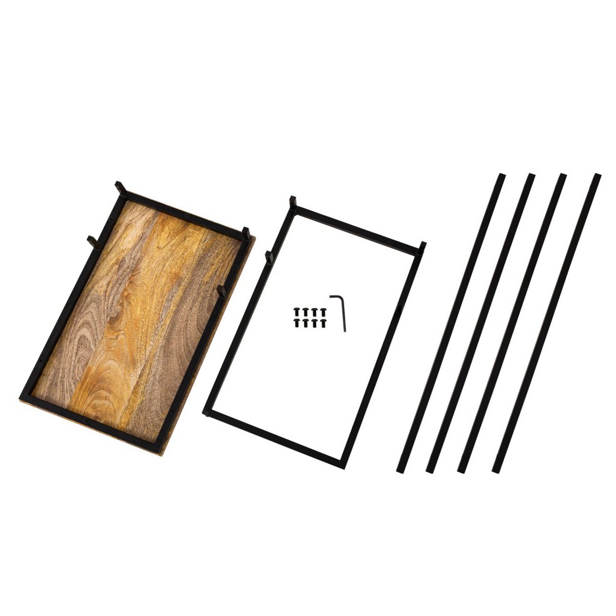 Bijzettafel laptisch hout 25x60x40 cm duurzaam sofatisch c-tafel toronto metalen frame
