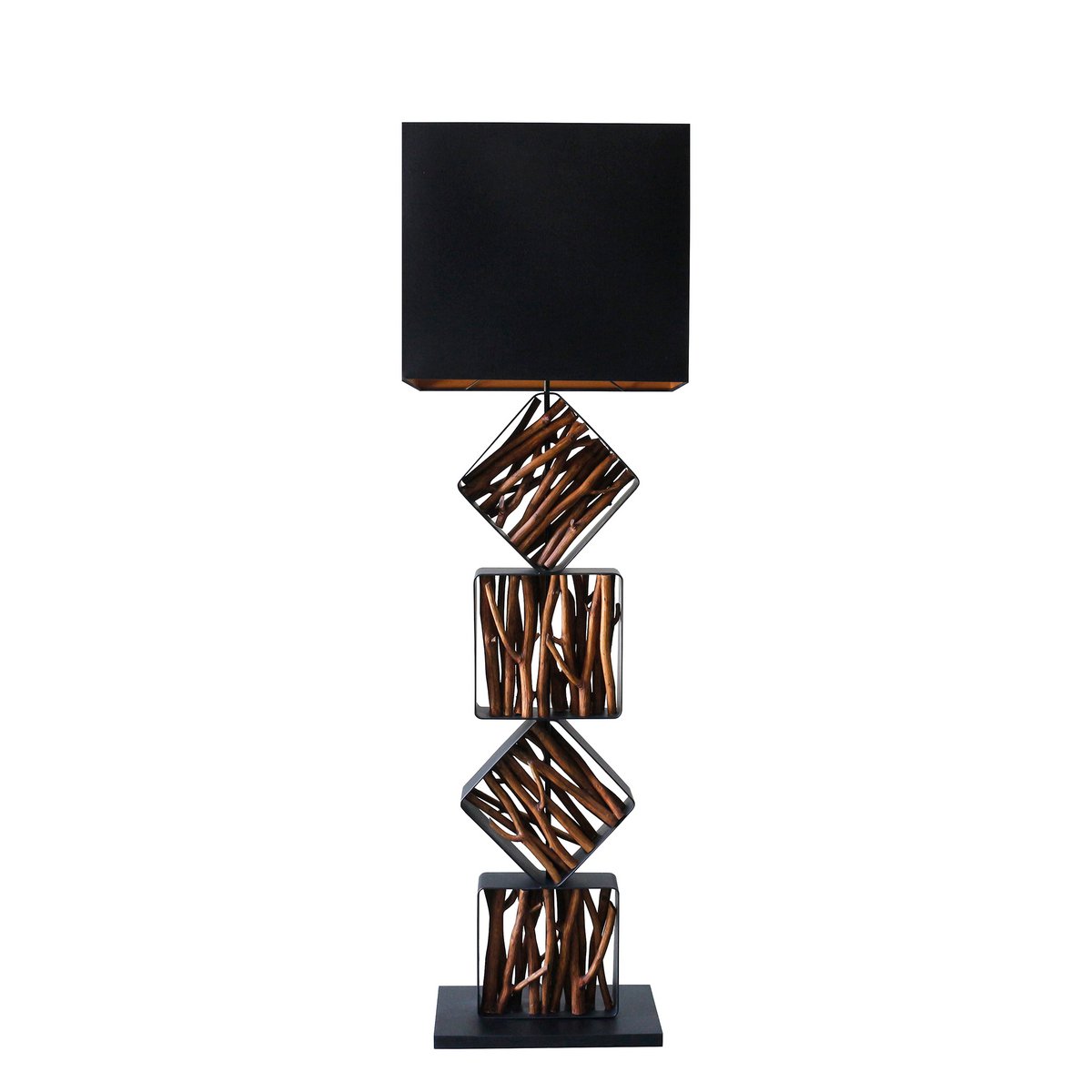 Vloerlamp drijfhout naturel/zwart 155 cm