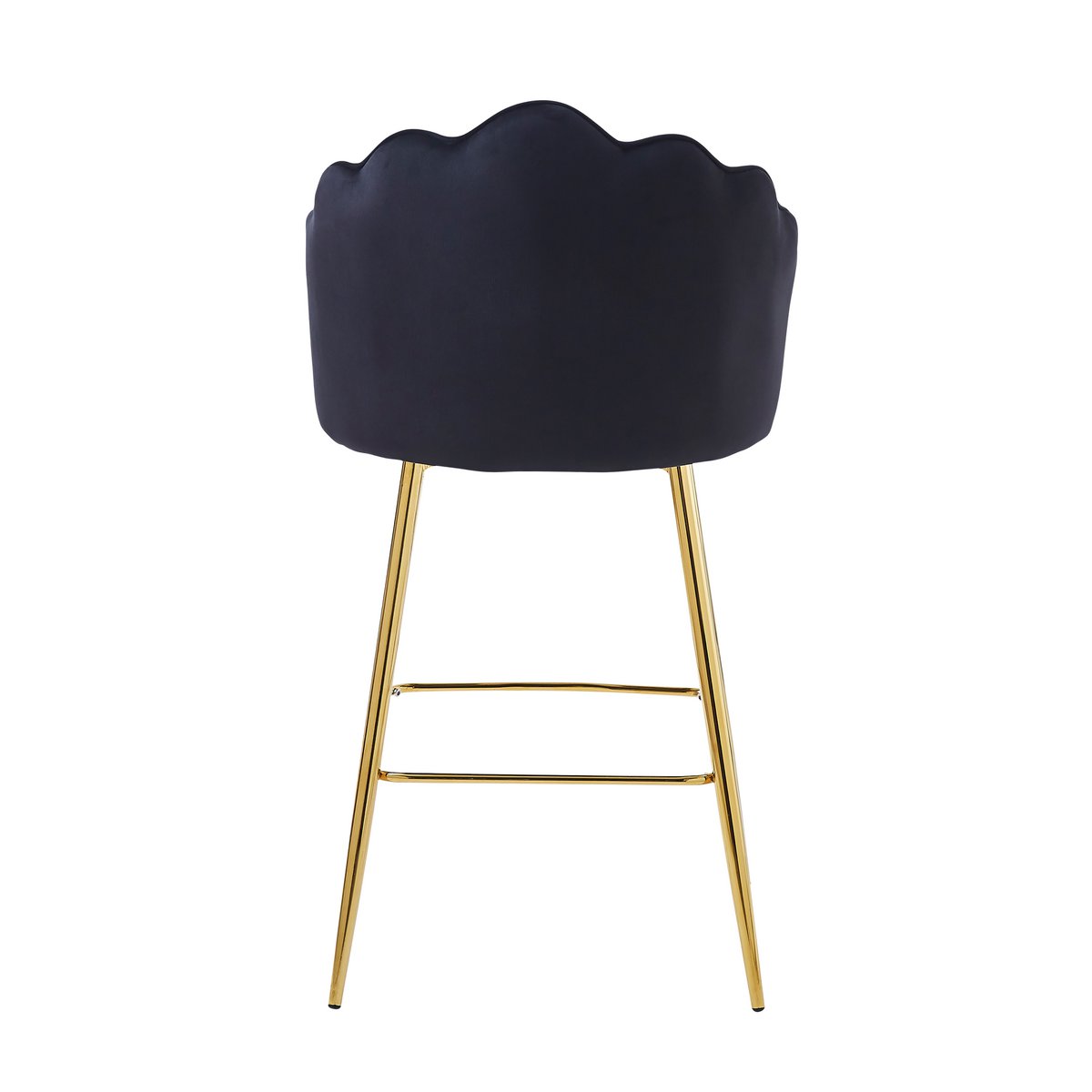 Set van 2 barkrukken met schelpdesign in zwart fluweel