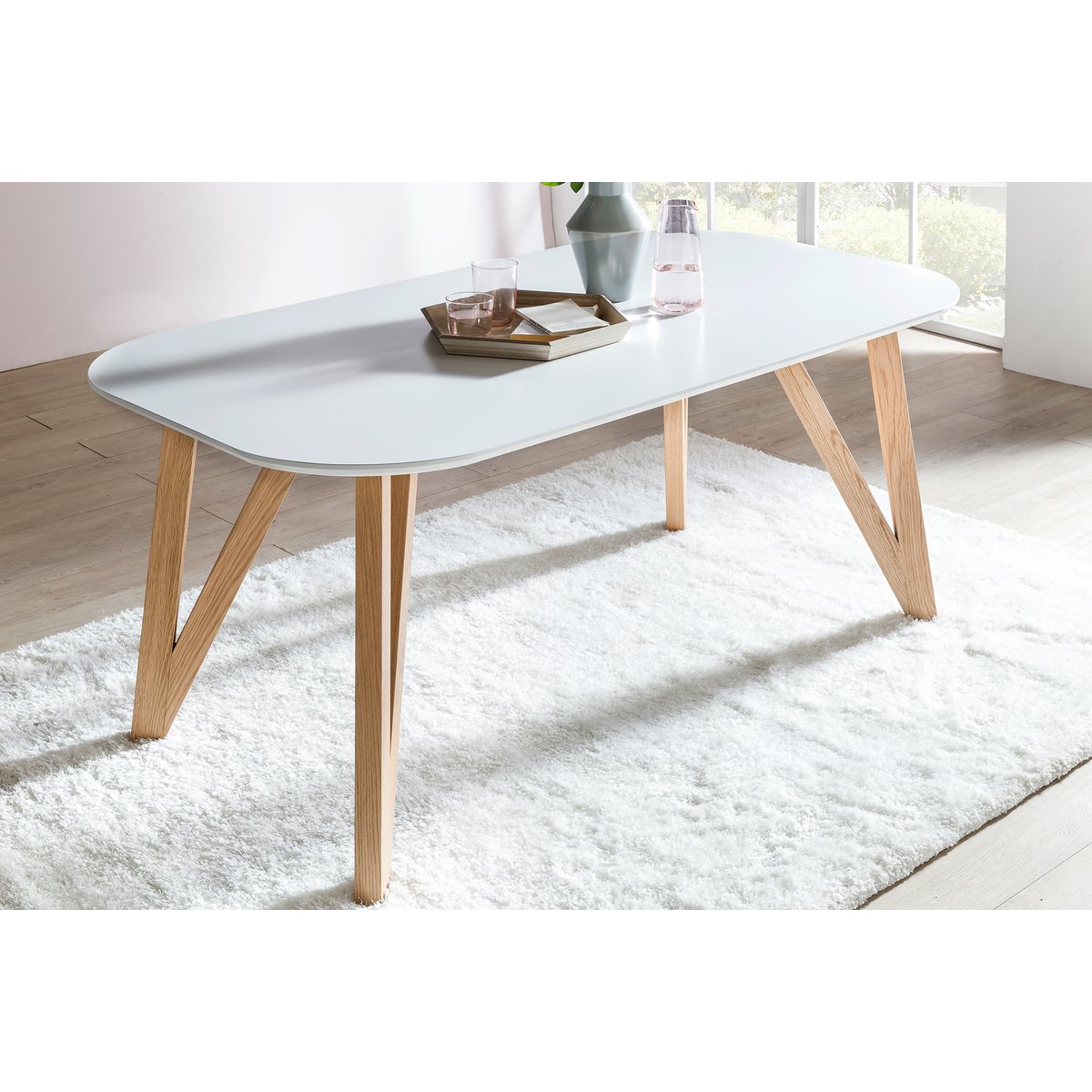 Eettafel 120x80x76 cm wit eiken