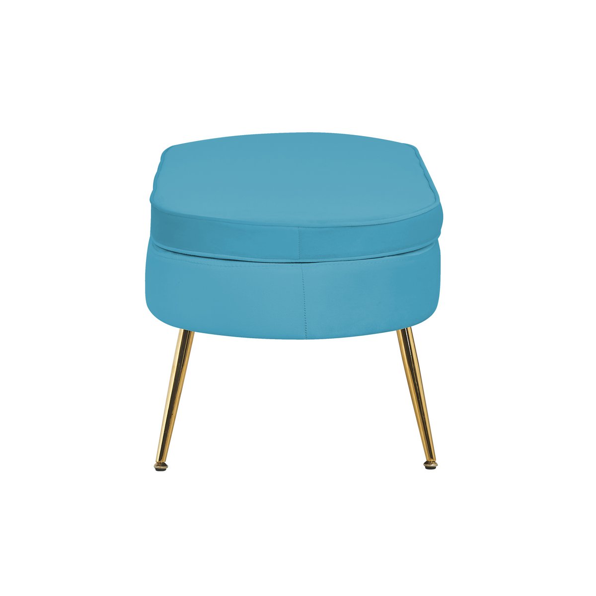 Poef ovaal gemaakt van blauw fluweel