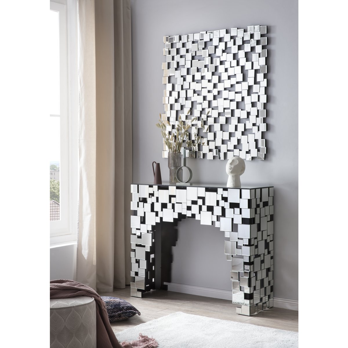 MDF console tafel met spiegelglas