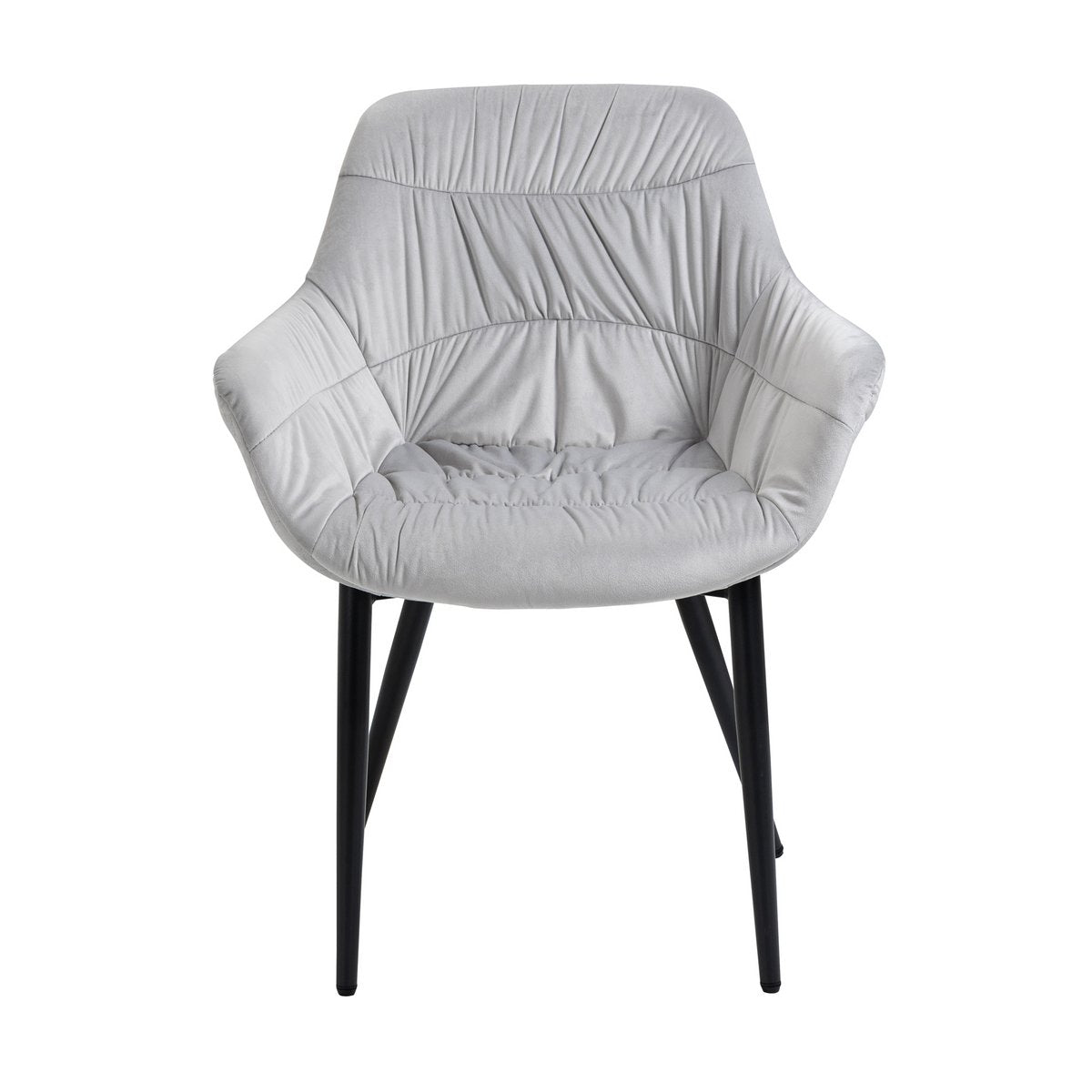 Fauteuil met honingraatstiksel in lichtgrijs fluweel