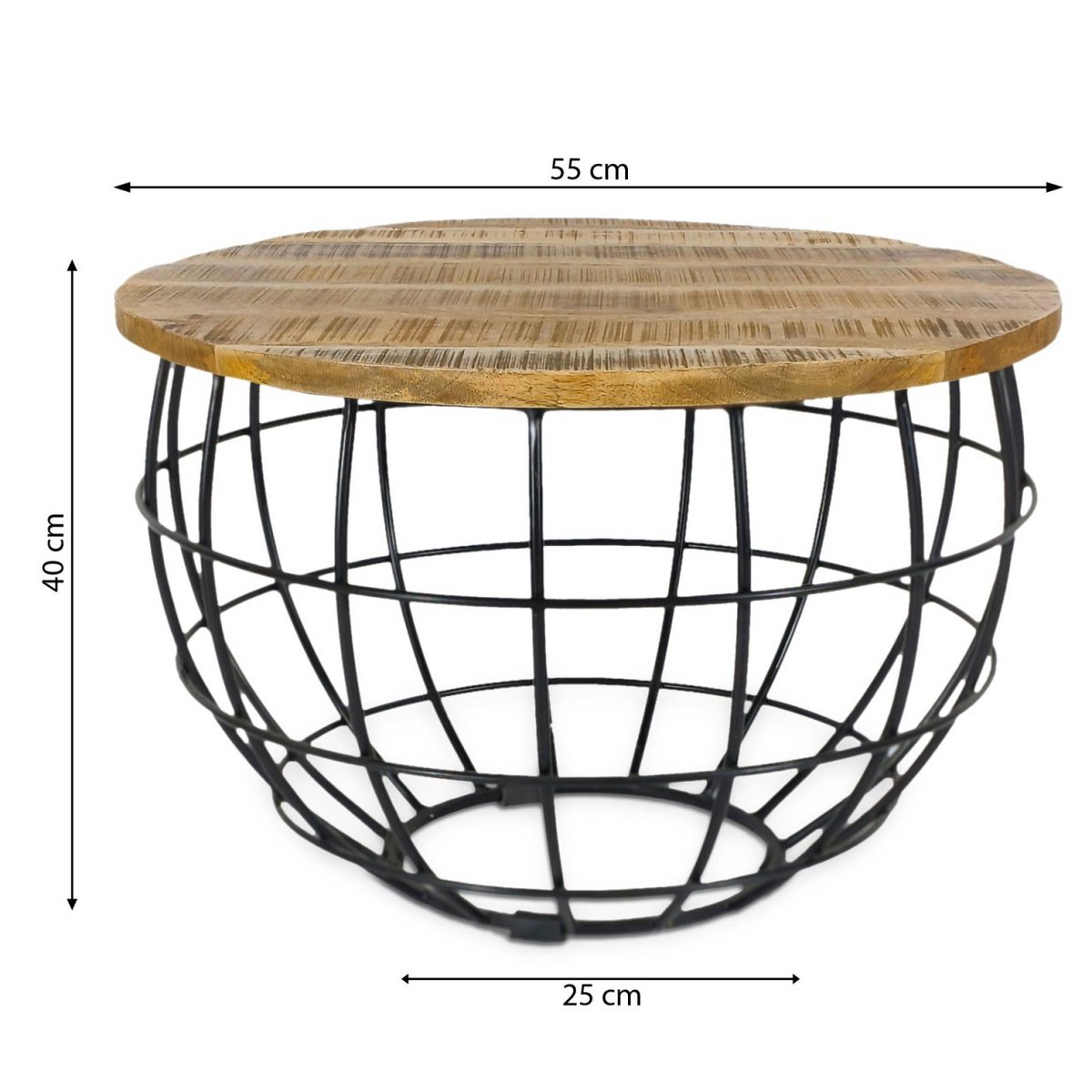 Bijzettafel Duurzame salontafel Woonkamer Tafel Ronde Lexington Ø 55 cm Metalen frame Solid
