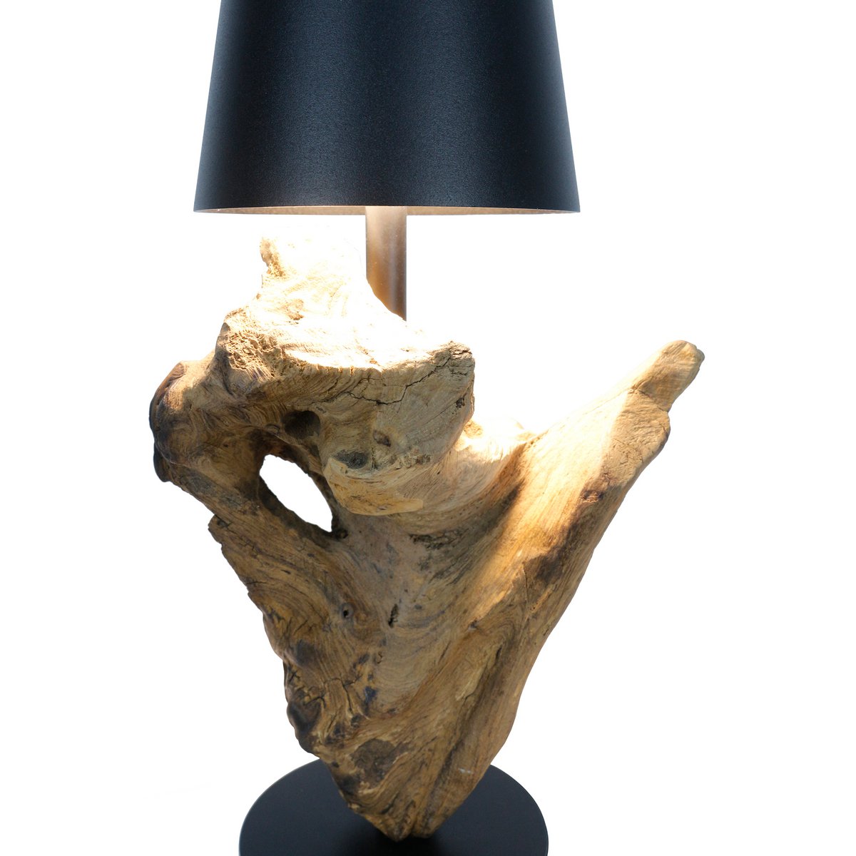 Tafellamp 29 cm naturel/zwart met LED batterij