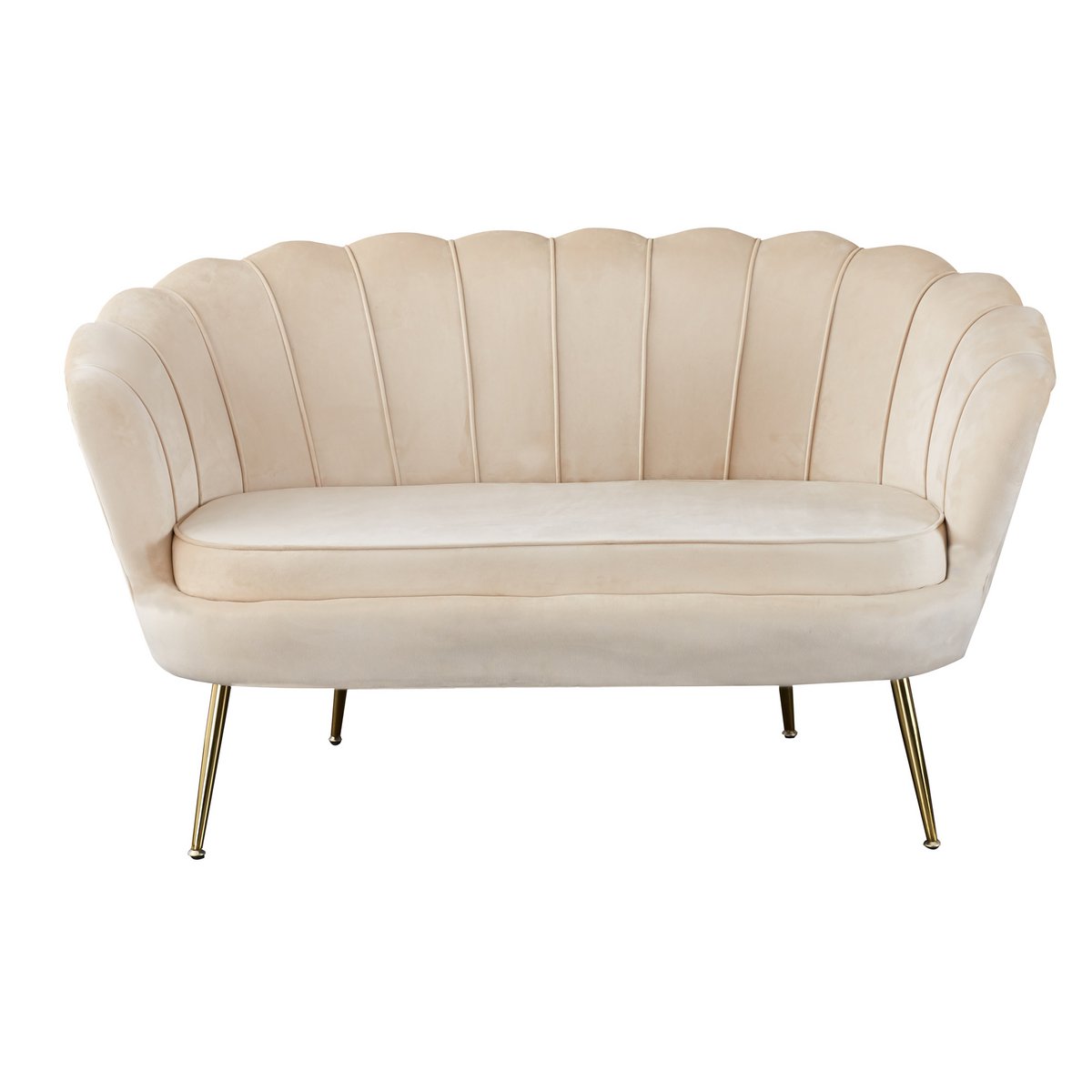 Beige fluwelen zitbank