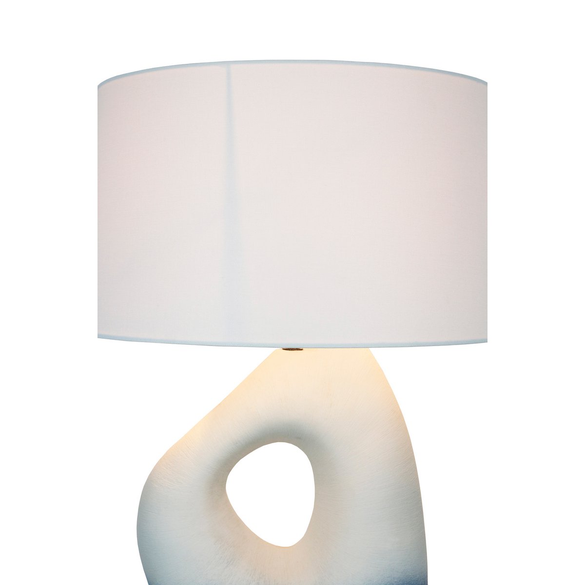 Tafellamp keramiek/linnen blauw/wit