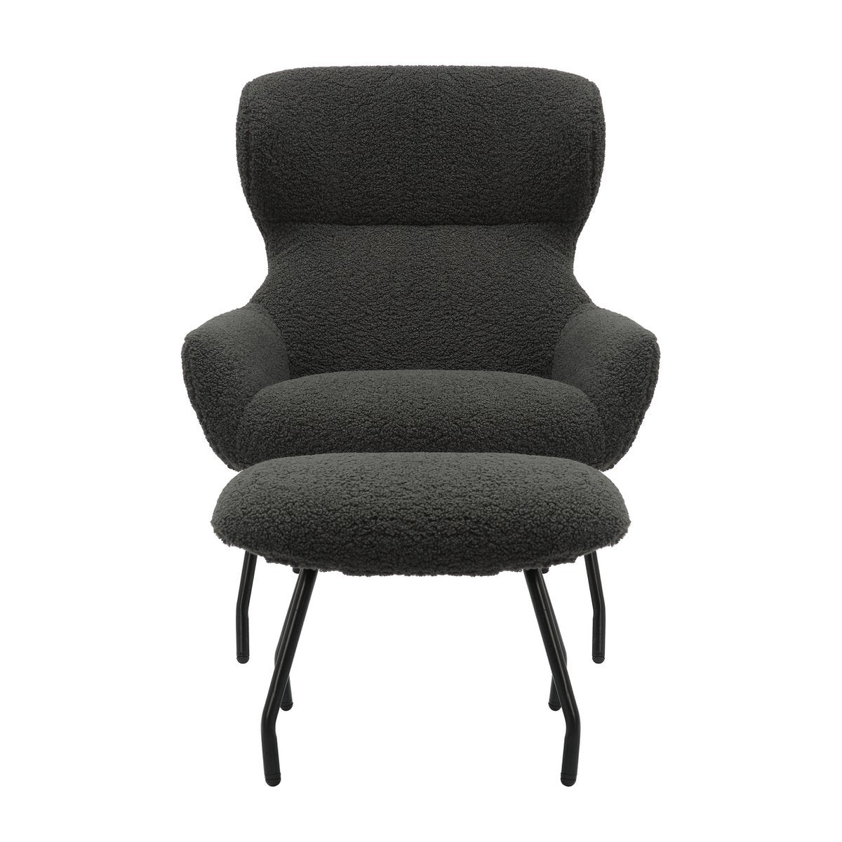Fauteuil- en krukset teddybont antraciet
