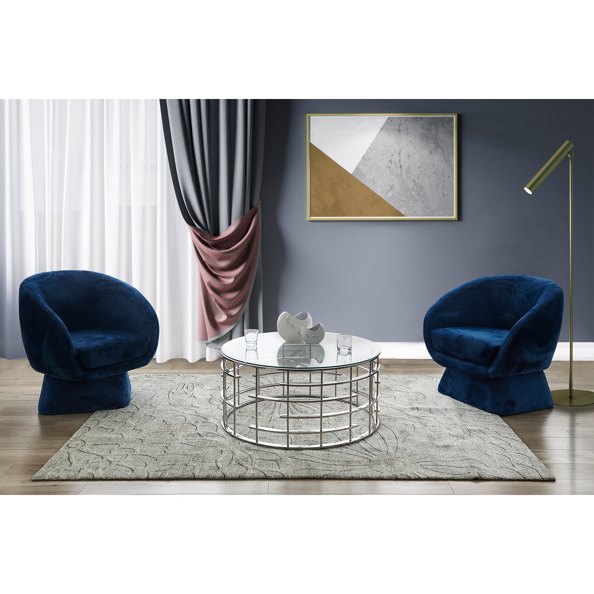 Salontafel zilver Ø 90 cm