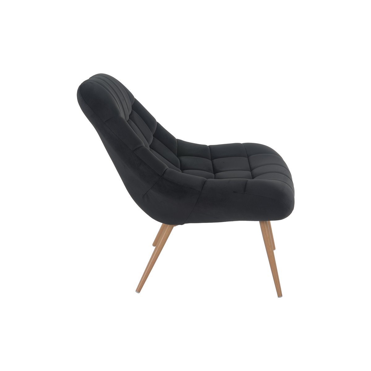 Fauteuil XXL fluweel zwart metaal houtlook