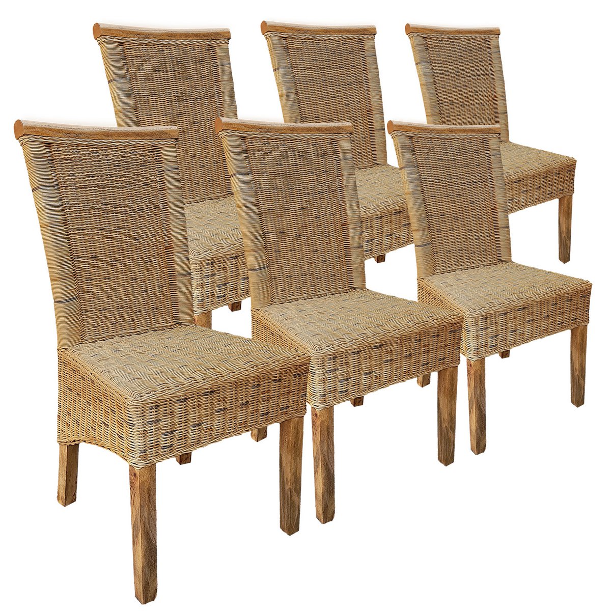 Rotan stoelenset van 6 eetkamerstoelen tabacco Perth rieten stoel rotan stoel duurzaam