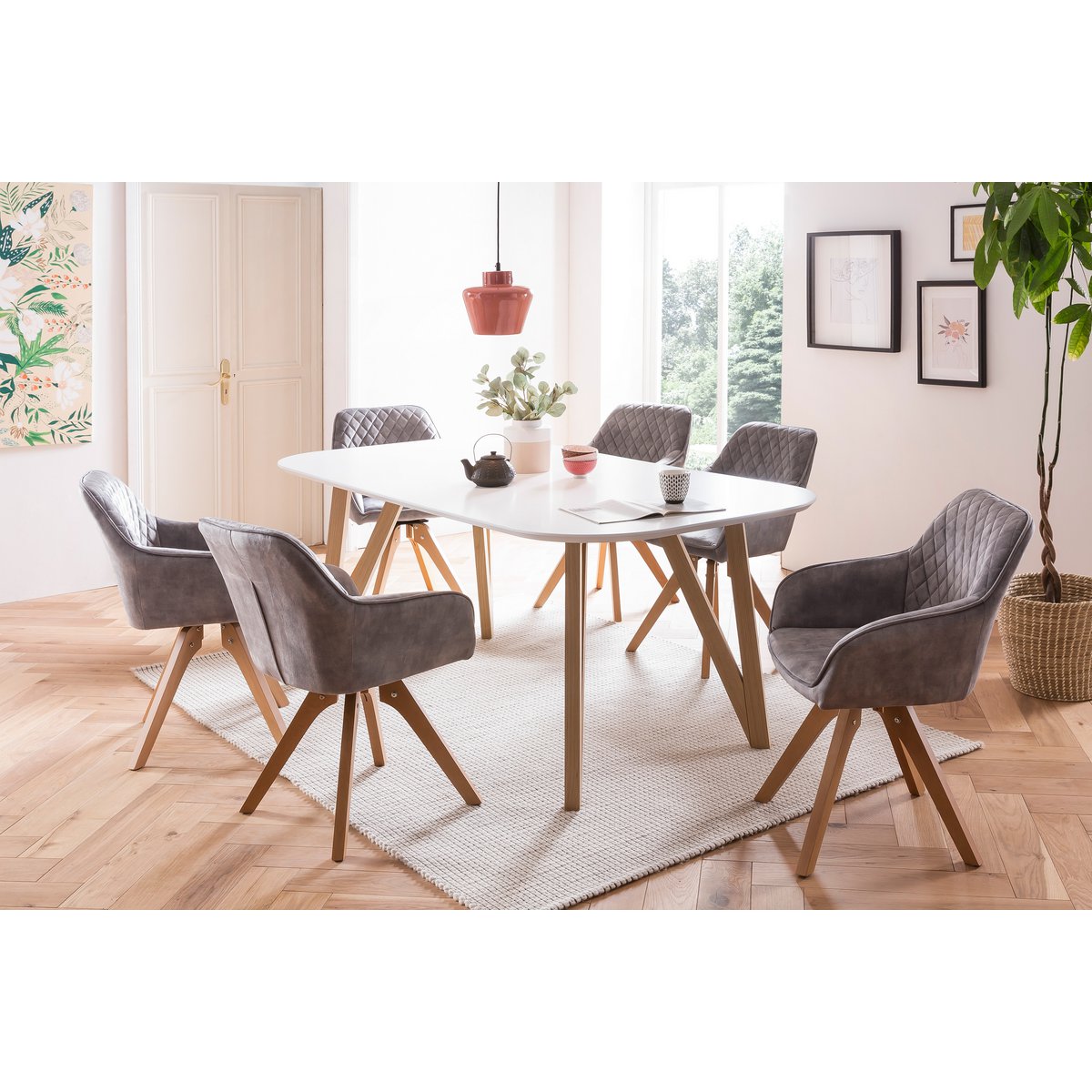 Eettafel 160x90x76 cm wit eiken