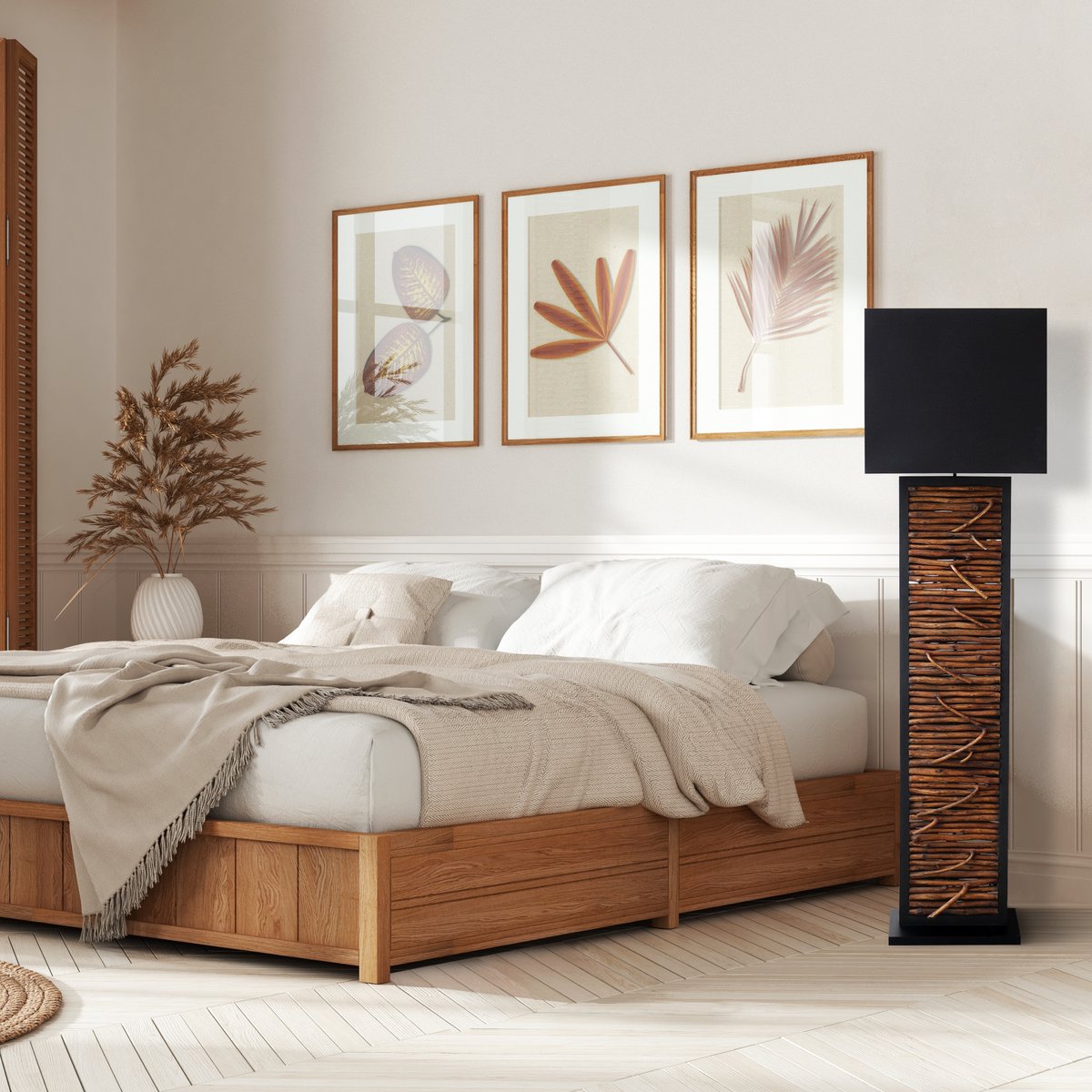 Vloerlamp drijfhout naturel/zwart 163 cm