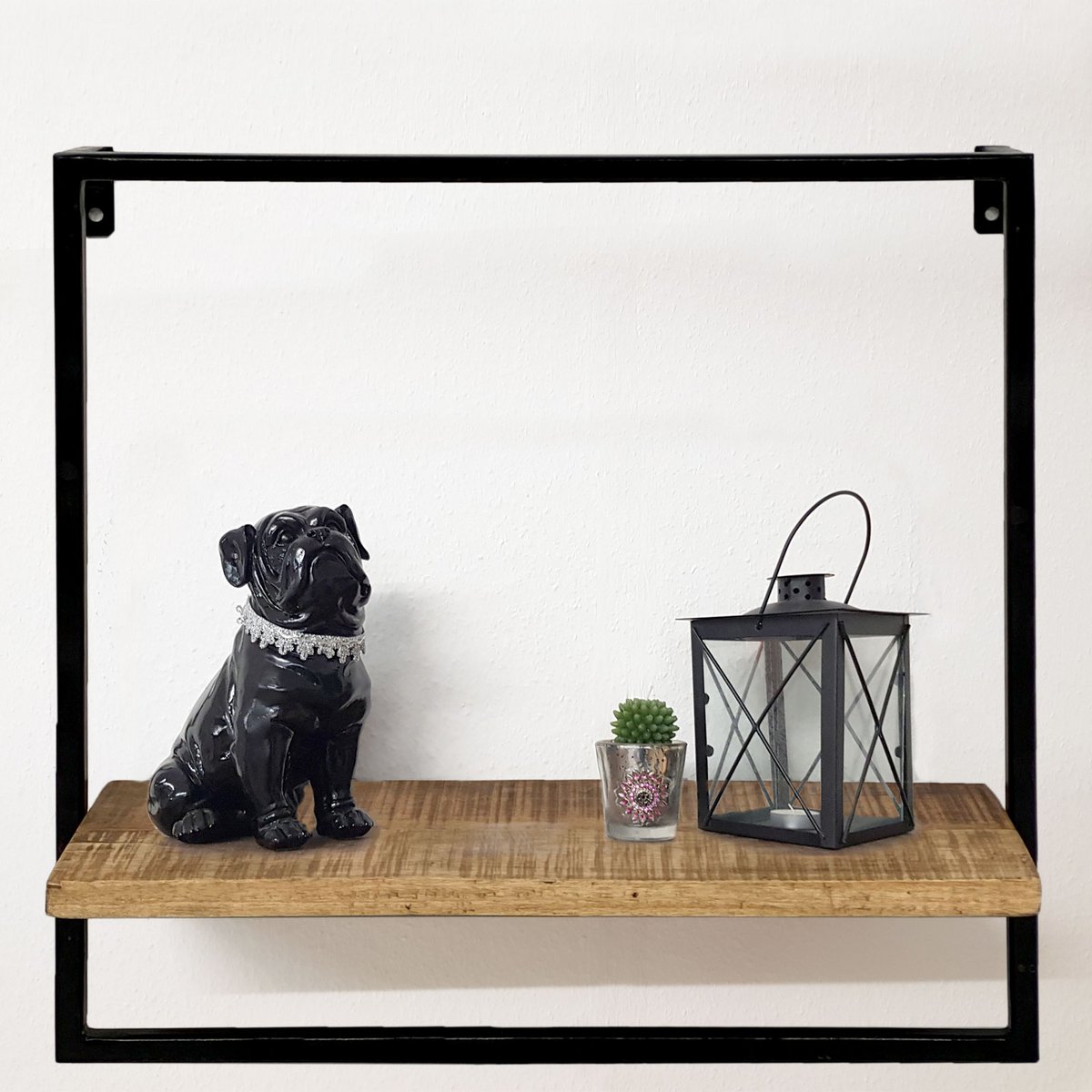 Hangplank wandplank boekenplank boekenplank 50x50x25 cm Dock metalen frame zwart