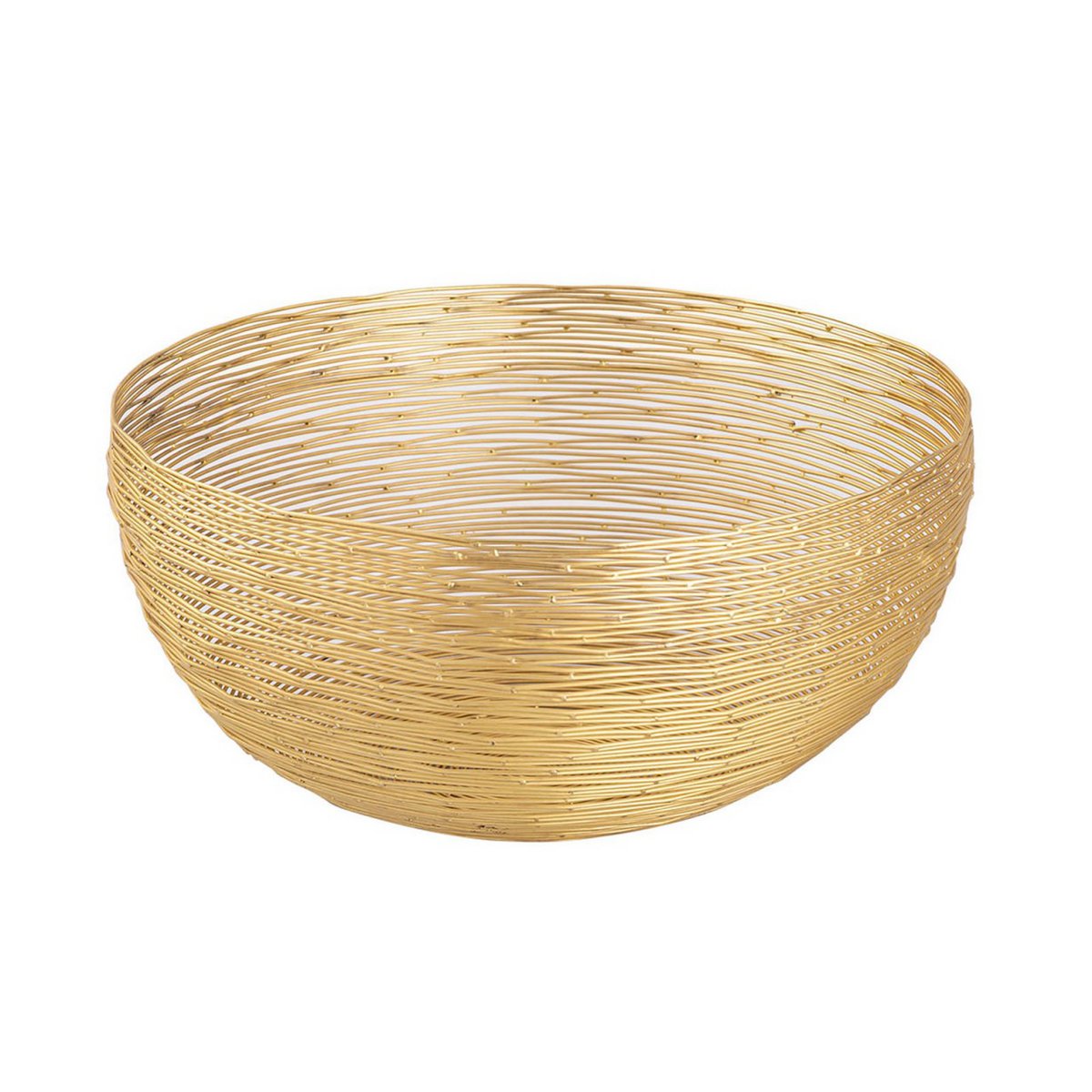 Fruitmand Ø 30 cm H 13 cm broodmand fruitkom metalen ronde zilver of gouden poppen metalen draadstructuur