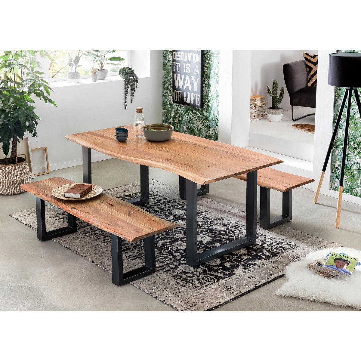Tafel 180 x 90 cm, zwart frame