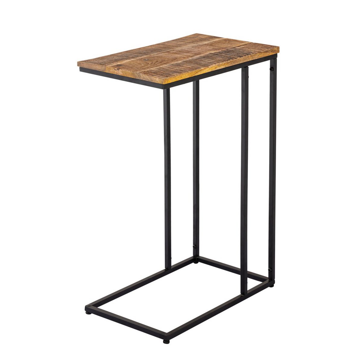 Bijzettafel laptisch hout 25x60x40 cm duurzaam sofatisch c-tafel toronto metalen frame