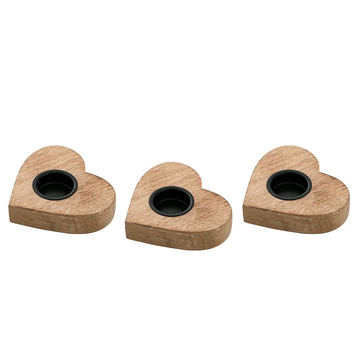 Tealight Holder 3 Set Candlestick Tea Lights 12x11cm Herzilein kandelaar Mango Wood
