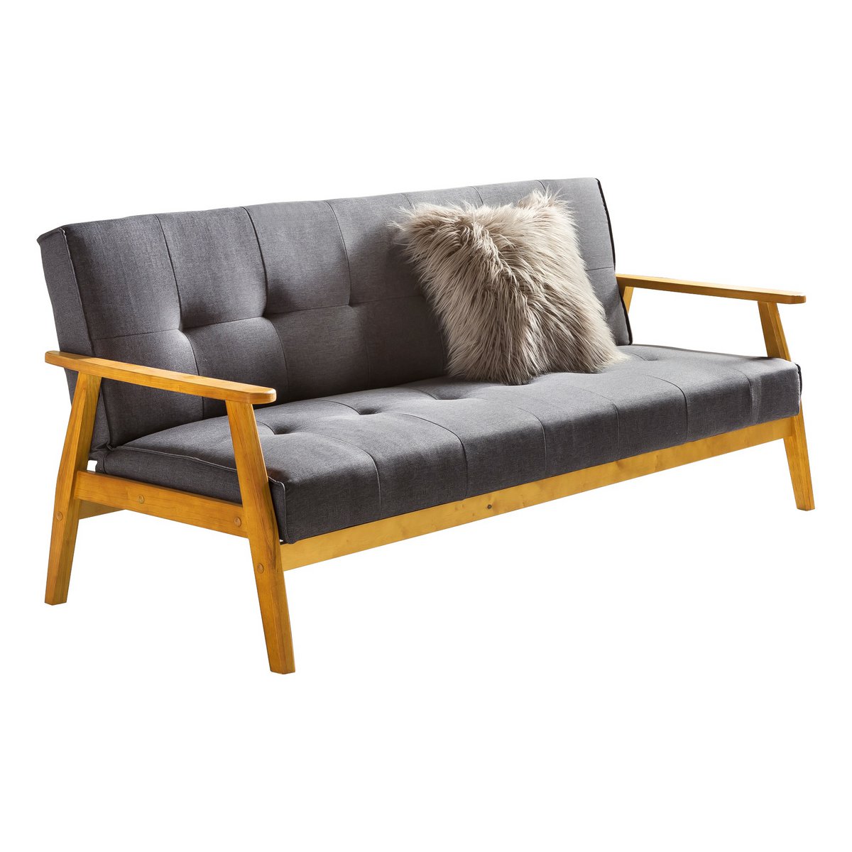 Slaapbank 190x85x81 cm donkergrijs geweven stof