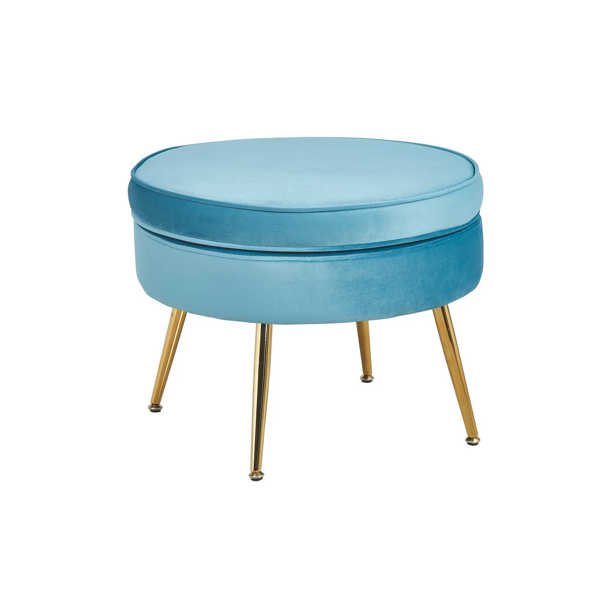 Ronde fluwelen poef blauw