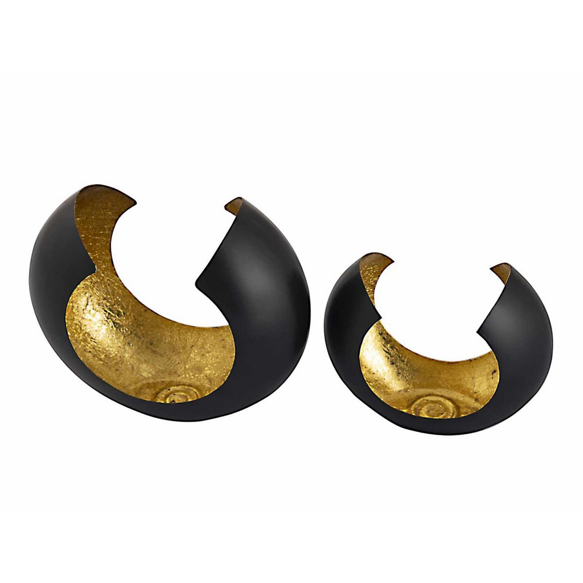 Tealight-houder set 2-delige kaarsenhouder kaarsenkandel Omega Black Matt Gilded Inside
