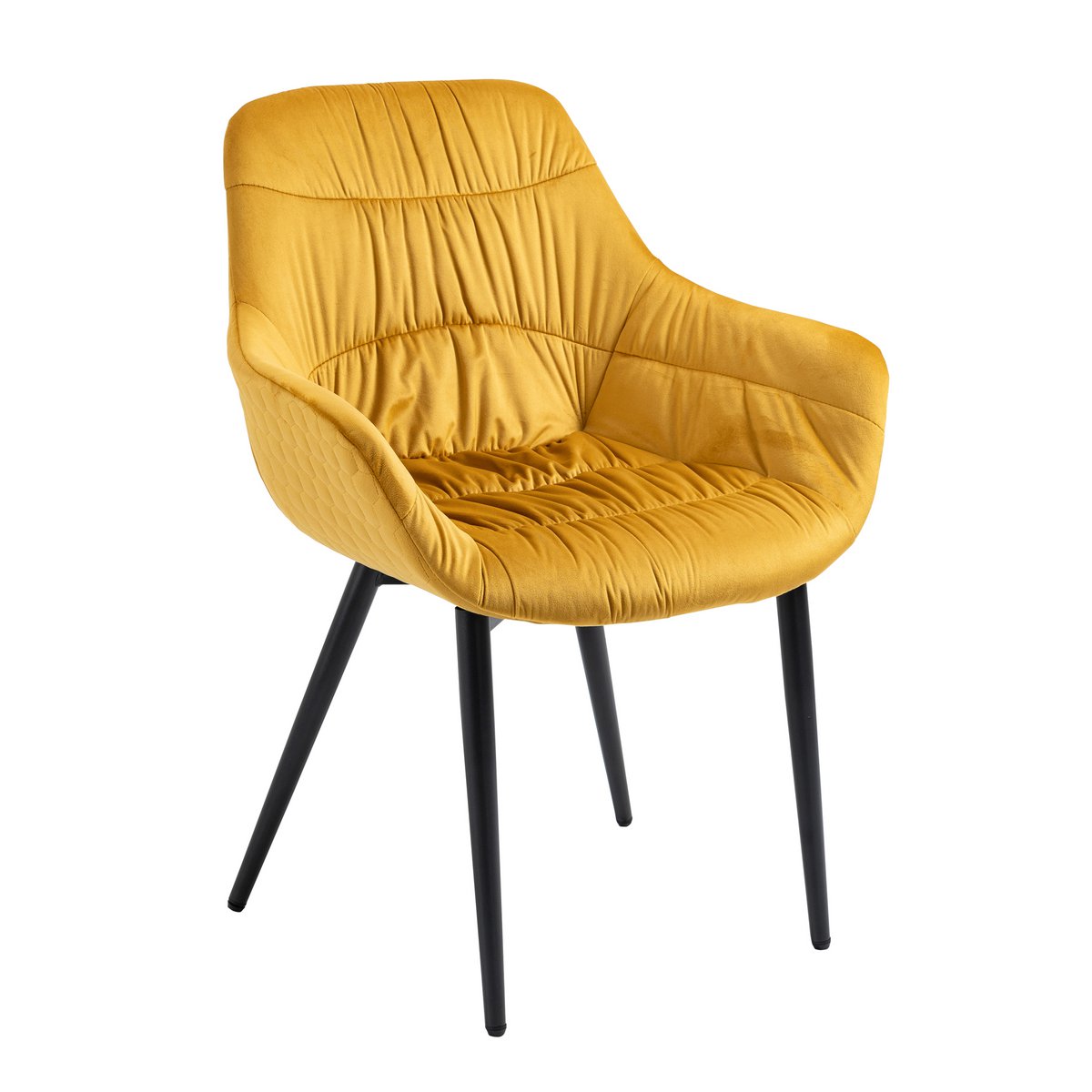 Fauteuil met honingraatstiksel in mosterdgeel fluweel