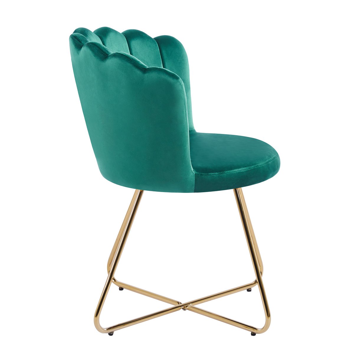 Set van 2 groene fluwelen schelpstoelen