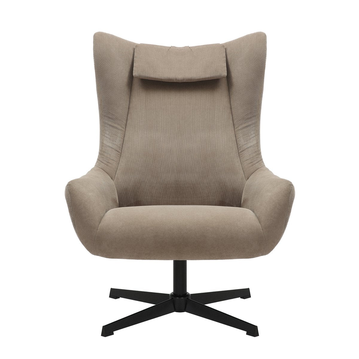 Fauteuil en kruk corduroy look bruin