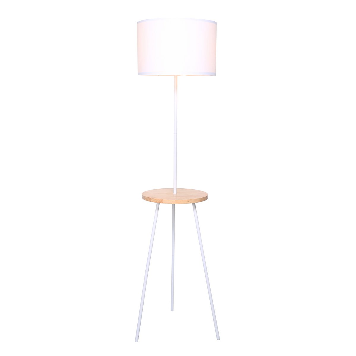 Vloerlamp met houten dienblad