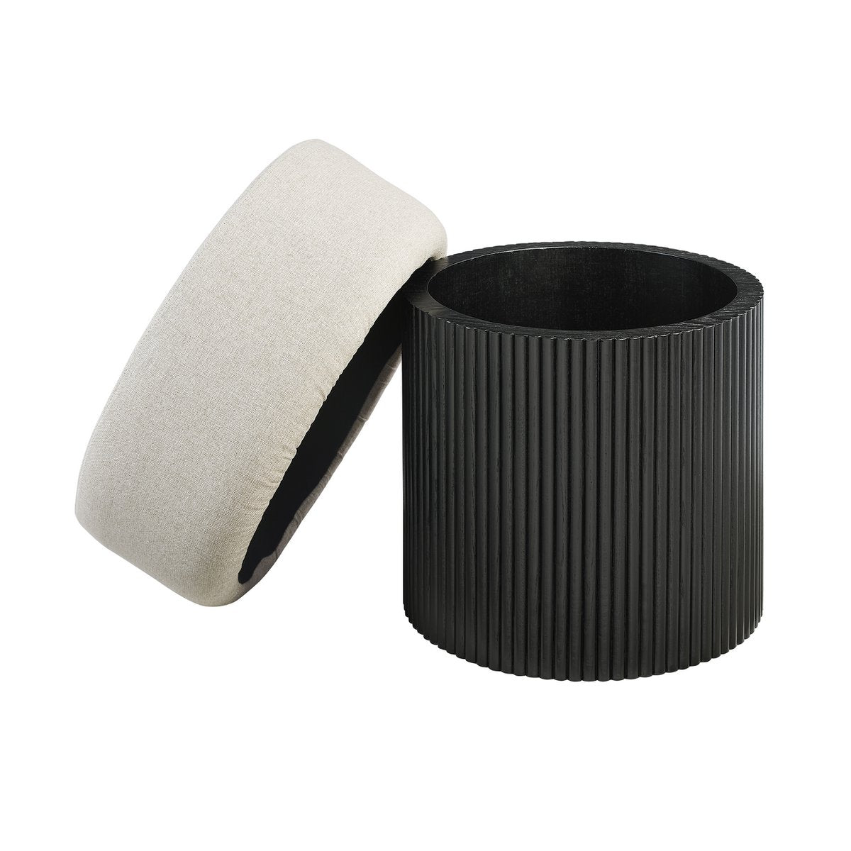 Stoel pouf met opslagruimte Ø 50 cm zwart/grijs