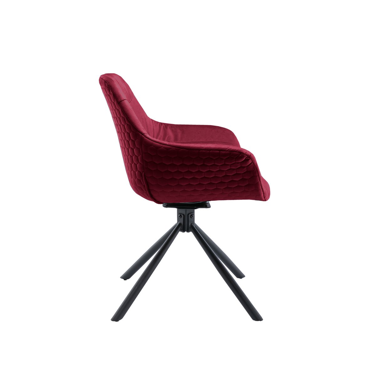 Fauteuil met honingraatstiksel in rood fluweel