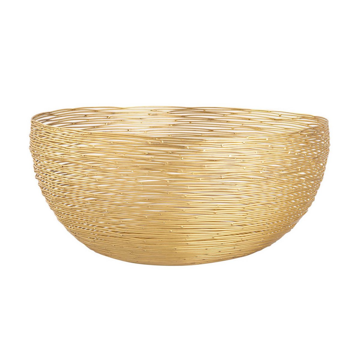 Fruitmand Ø 30 cm H 13 cm broodmand fruitkom metalen ronde zilver of gouden poppen metalen draadstructuur