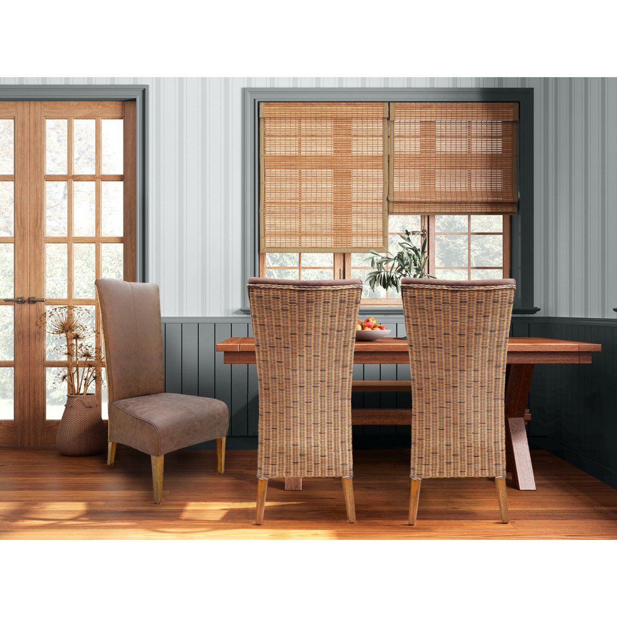Stoelen van eetkamer gestoffeerde stoel Rattan -stoel Sidney gestoffeerde lederen optieknootmus