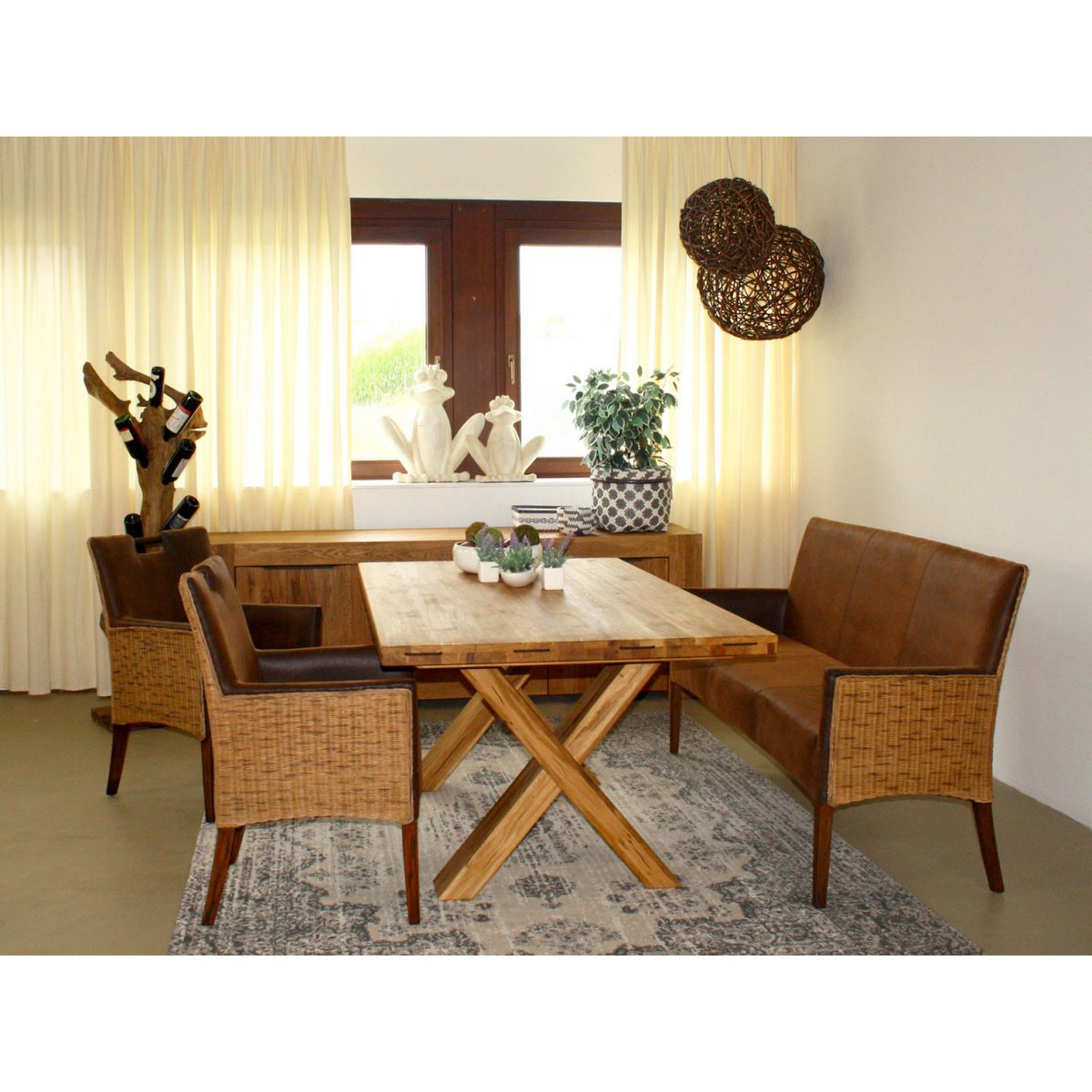 Rattan stoel eetkamerstoel Armlehner fauteuil bilbao gestoffeerde stoel stoelbekleding fauteuil prairie bruin