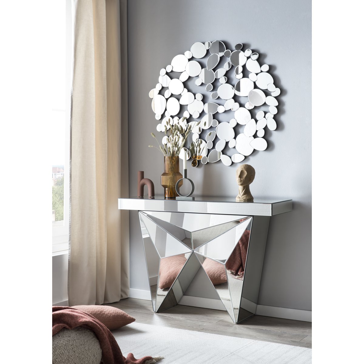 MDF console tafel met spiegelglas
