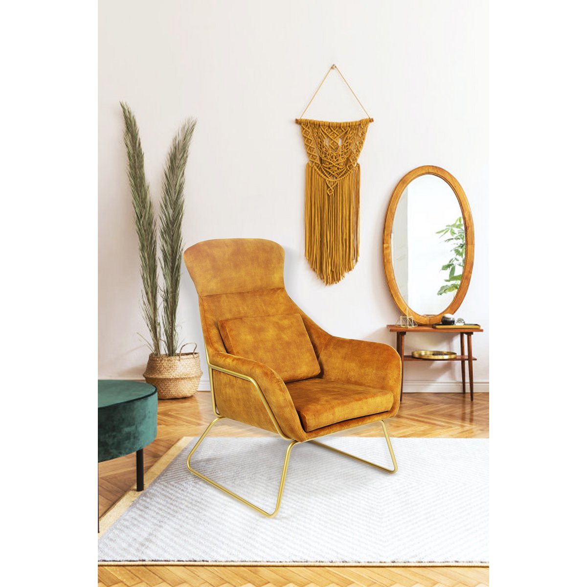 Relax fauteuil gemaakt van goud fluweel velours