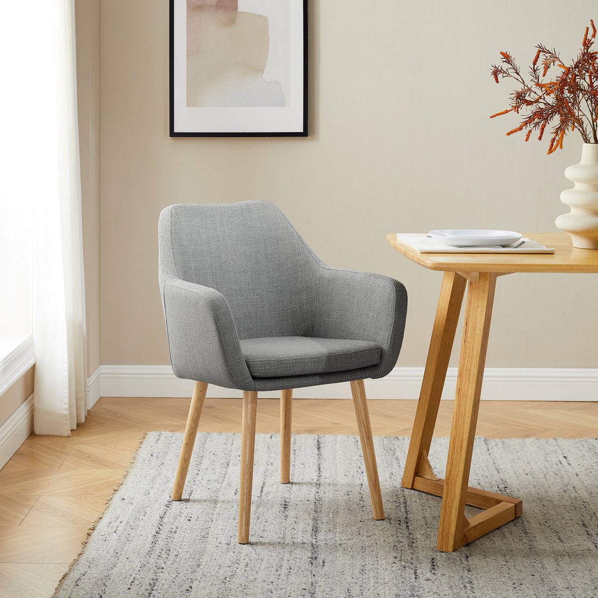 Structuurstof fauteuil lichtgrijs