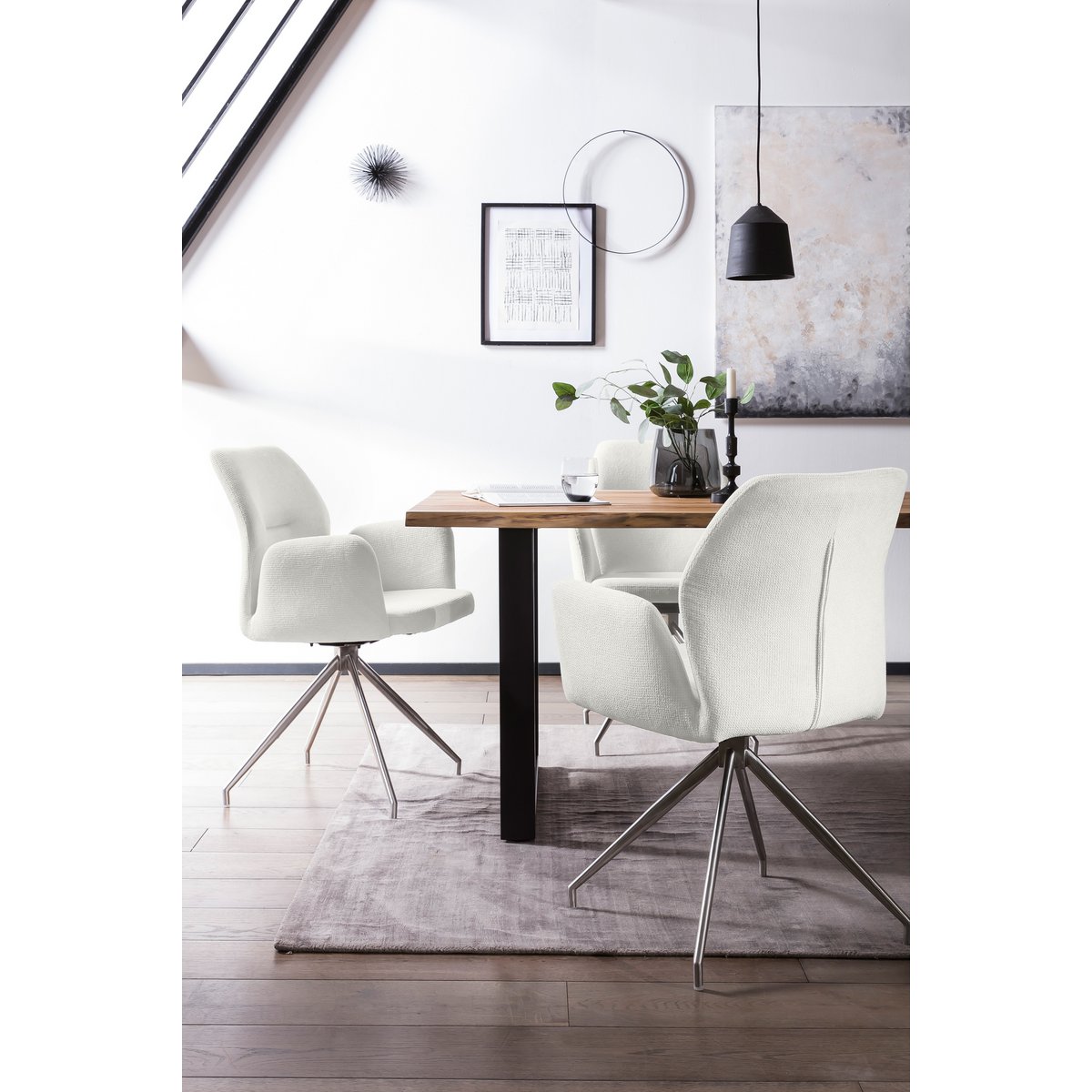 Fauteuil met 180° draaifunctie crème, zitting met pocketveringkern
