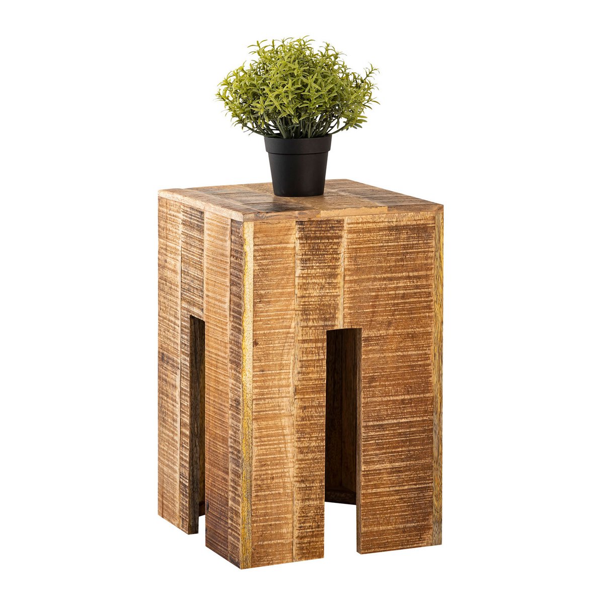 Kruk vierkant 28 x 45 x 28 cm bloemkrukbloem kolom stoel ontlasting bijzettafel mango hout