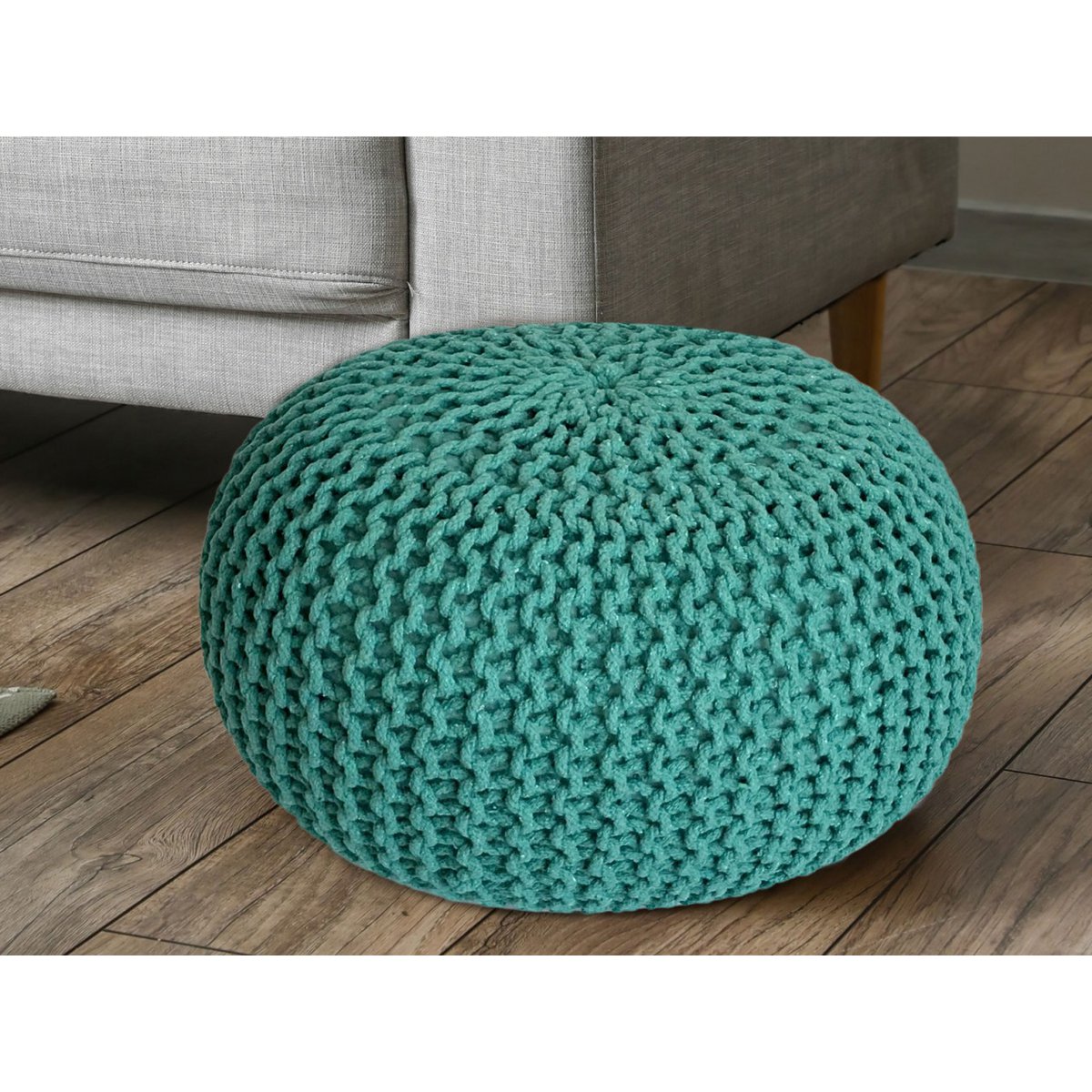Brei -ontlasting pouf Ø 45 H 30 cm cm stoel pouf breien vloer kussen