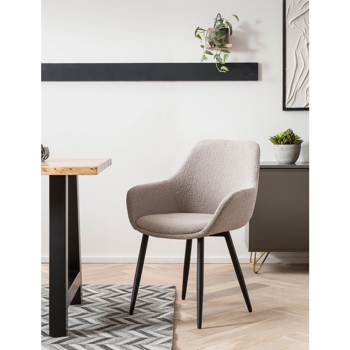 Fauteuil Bouclé stof taupe set van 2