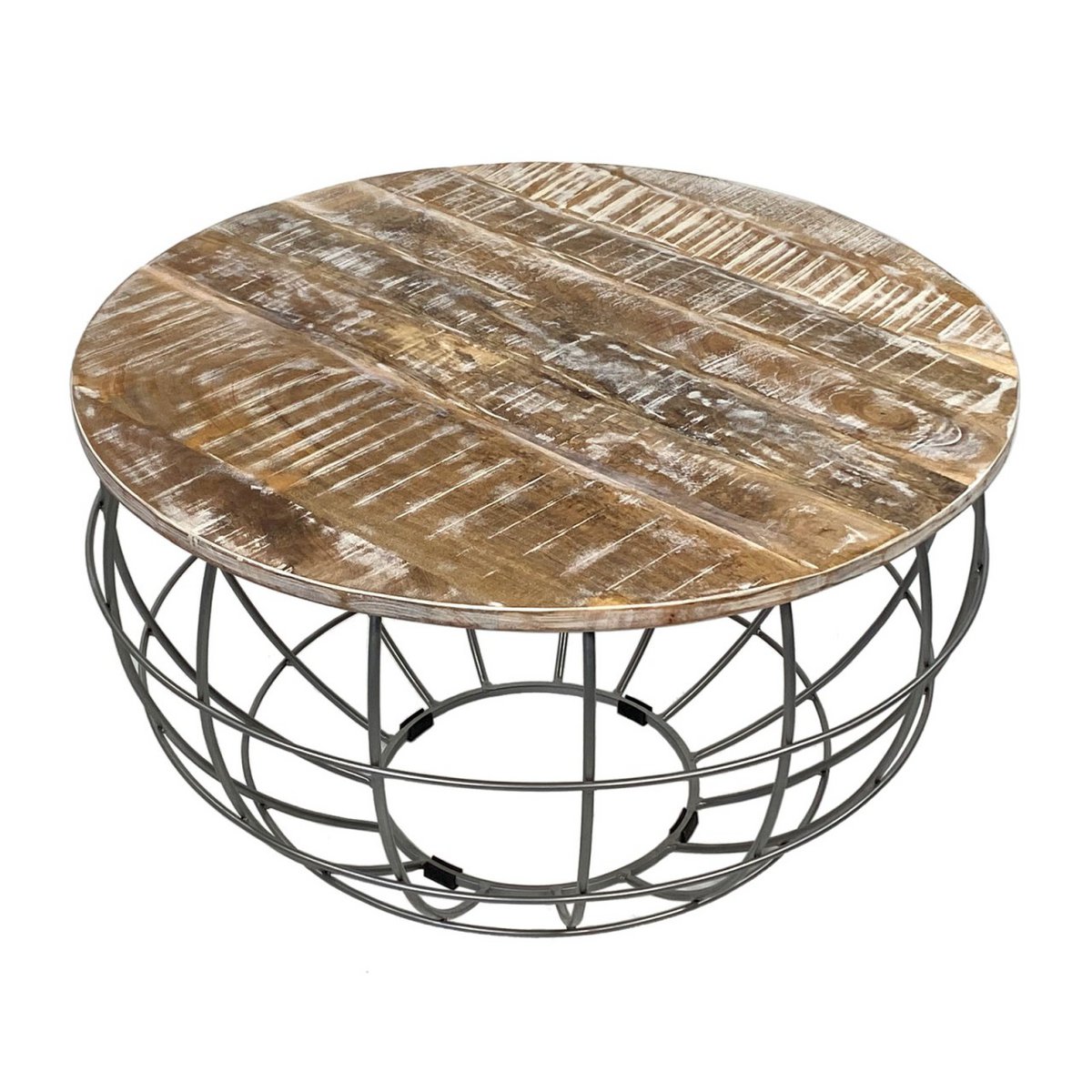 Ronde salontafel duurzaam Lexington ø 75 cm metalen gaas draadframe massief houten salontafel