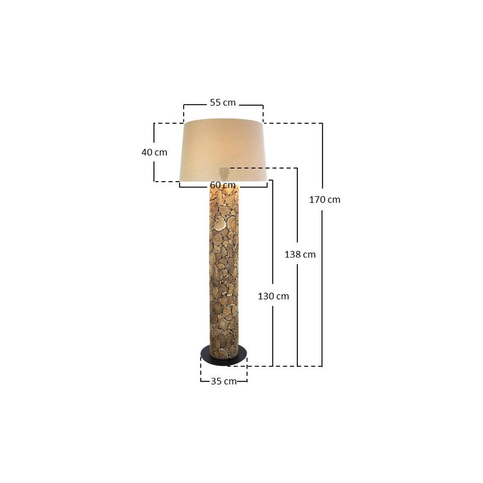 Vloerlamp drijfhout naturel/wit 170 cm