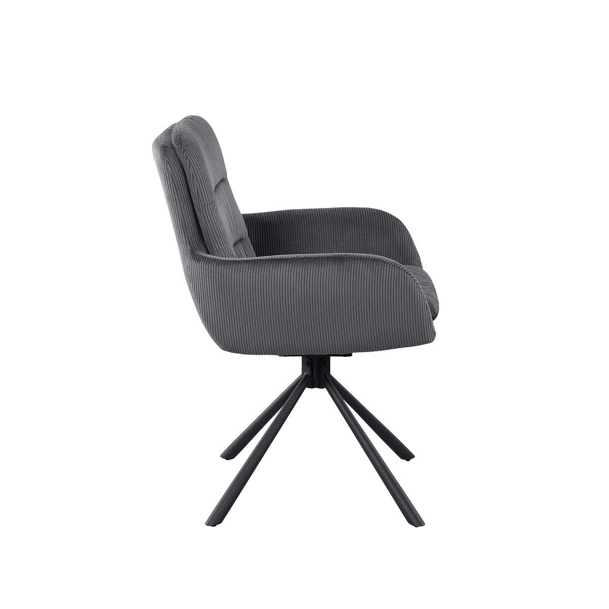 Fauteuil in corduroy-look, donkergrijs