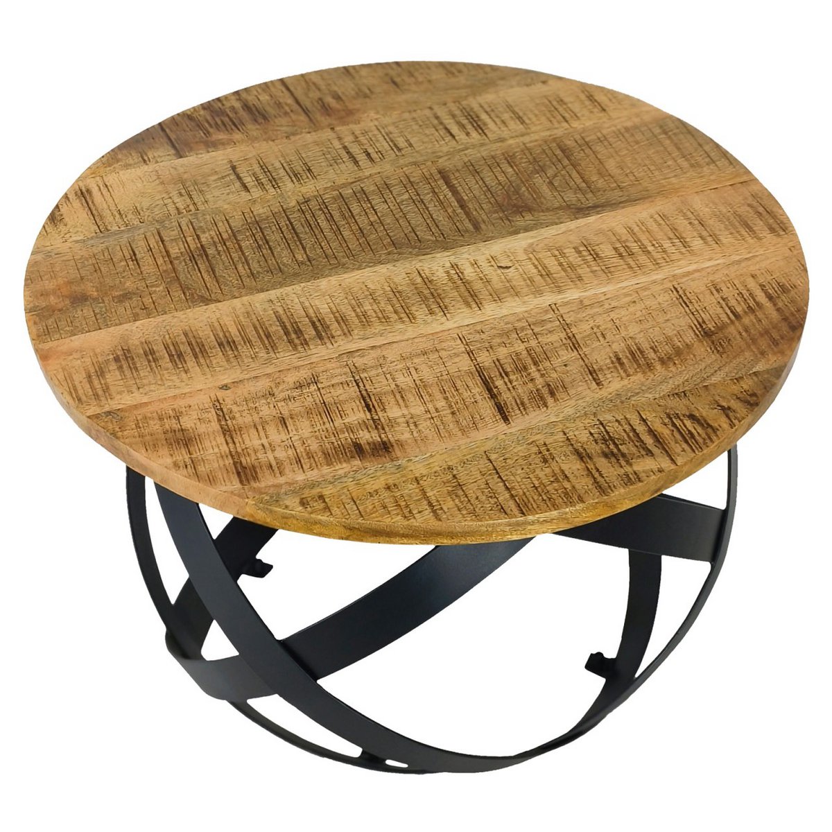 Bijzettafel salontafel rond woonkamer orbit metalen frame zwart